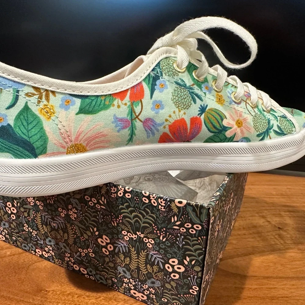 New Women's Keds Rifle Paper Co. Floral Print Sneakers Casual Shoes size 7.5 U.S - Picture 4 of 10